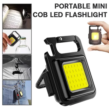 Мини led фенерче Ключодържател Мултифункционален Преносим COB Къмпинг светлини USB Зареждане Работни светлини Риболов Lanterna