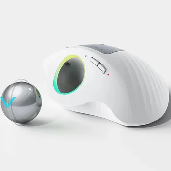 Безжична трекбольная мишката ProtoArc EM01 RGB, ергономична мишка 2.4 G Bluetooth, Зареждащи се мишки-роллеры за домашния Офис, на преносими КОМПЮТРИ