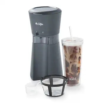 Tea Mr. Coffee® Iced™ с чаша за многократна употреба и кофейным филтър, тъмно-сив