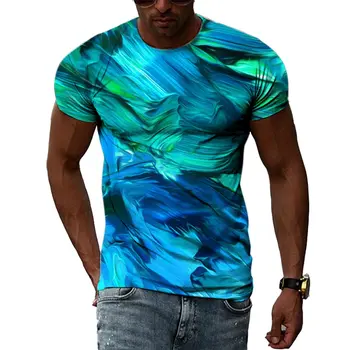Нови Мъжки тениски с 3D графити в стил хип-хоп Harajuku Ptinted, Летни Модни Ежедневни тениски в уличном Стил, Трендови Блузи с къс ръкав