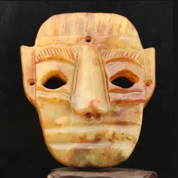 Порцеланова статуетка, ръчно изработени от натурален нефрит, маска на дракон, окачване d2
