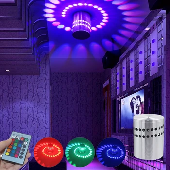 Led монтиран на стената лампа с дистанционно управление RGB Спирала отвор в помещението за парти, бар, лоби, KTV, Декорация на дома