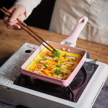 Японската Алуминиев Тиган Yuzi Shaopan с незалепващо покритие За Закуска, Мини-Тиган за пържене на яйца и Пържоли, Тиган за Пържене