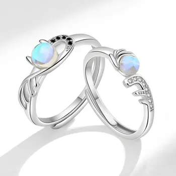 Бижу пръстен JYJ Jewelry Angel Demon Couple Ring - няколко малки мъжки и женски на атрактивни пръстени с лунна светлина