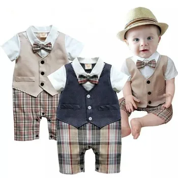 Летни дрехи за новородени бебета и малки момчета, костюми за малките господа, Кръщенета, официалната парти, Детски плъзгачи, тела 0-24 м