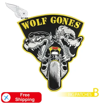 Ленти с бродерия Lone Wolf Gones, Железни ивици за байкерских мотоциклети, ленти за яке, жилетка, дрехи, Големите икони на гърба, украса със собствените си ръце