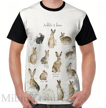 Мъжка тениска със забавна принтом, дамски потници, тениска с изображение на зайци и Зайци, тениска с кръгло деколте и къс ръкав, ежедневни тениски