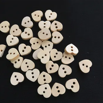 100шт 12mm Дървени Копчета-Копчета във формата на сърце Декоративни Копчета за шиене Декорации DIY Занаятите