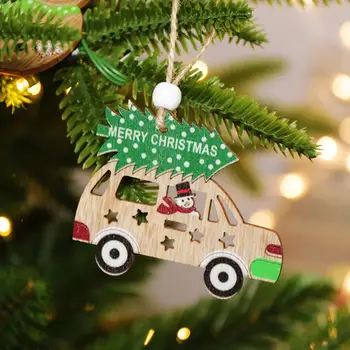 Хубава дървена подвесное украса, за многократна употреба Коледен орнамент, Чудати Коледни дървени висящи украшения, определени от 9 теми за кола