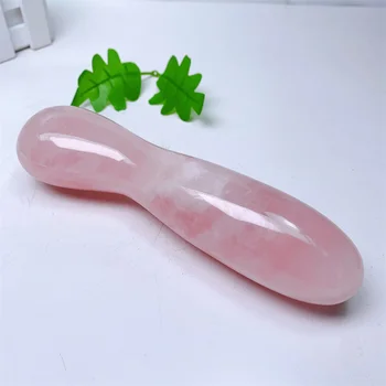 18 см, Естествен Розов кварц, Масажна пръчка за уголемяване на пениса, кристална камък, подарък като изцеление за жените, украса за дома, 1 бр.