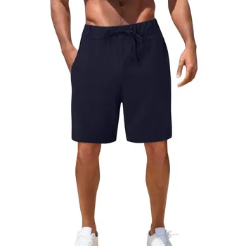 Мъжките Ежедневни панталони с джобове, Обикновена Разтеглив Плажни шорти с завязками, Летни Спортни шорти за тренировки на открито