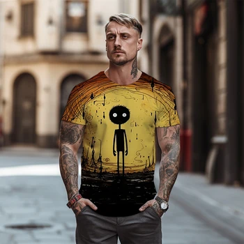 Лятна градинска мъжка тениска Оверсайз в стил хип-хоп с 3D-принтом, графична тениска, Нова градинска мода тениска с кръгло деколте