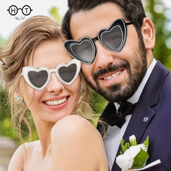Слънчеви очила, нови реколта розови градиентные очила, трендови нюанси котешки очи UV400, модни луксозни дамски слънчеви очила с бриллиантовым сърце