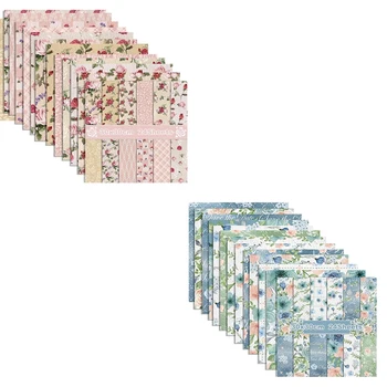 12x12 см, двустранен цветен акварел картон, розово, 24 на лист Пролетно-розова хартия за албуми от рози за самостоятелно приготвяне на картички