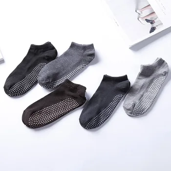 Мъжки чорапи за йога с неплъзгащи силиконовата подметка, обикновена чорапи-лодки, Спортни чорапи за фитнес, мъжки чорапи за пода в помещението