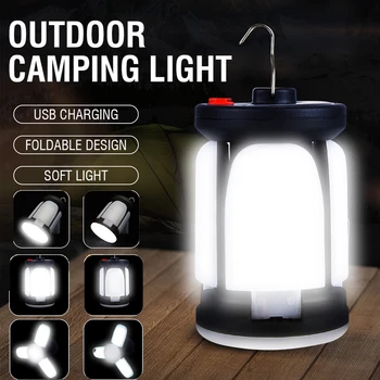 1000LM Слънчева светлина LED Лампа за къмпинг, Акумулаторна лампа за палатка, Сгъваема 4500 mah, аварийно захранване, преносими фенери