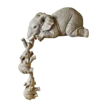 Статуи на слонове, Начало декор, Гоблени за Майката слон, 2 Статуи бебета, изделия от смола, бижута, гледане на слонове, ръчно рисувани