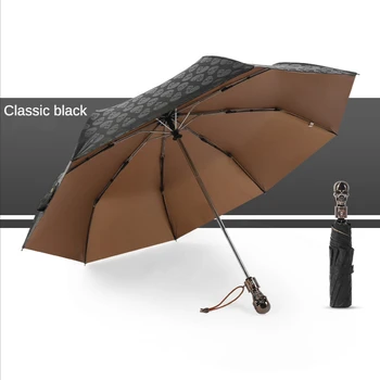 Напълно автоматичен бизнес чадър с черепа за мъже, защита от слънце, UV-защита, слънчев и в дъждовен Сгъваем чадър Guarda Chuva