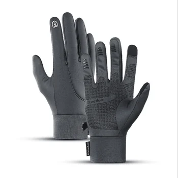Топли велосипедни ръкавици с пълна с пръст, зимни ръкавици за колоездене на открито, нескользящие спортни топли зимни ръкавици за сензорен екран, пълна с пръст