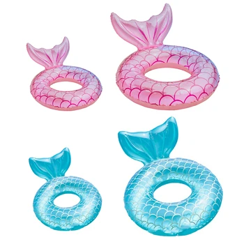Надувное пръстен за плуване с облегалка от PVC за възрастни, Плаваща Шамандура за плуване, Пръстен за гмуркане с Риба Опашка, Водна парти, детска играчка