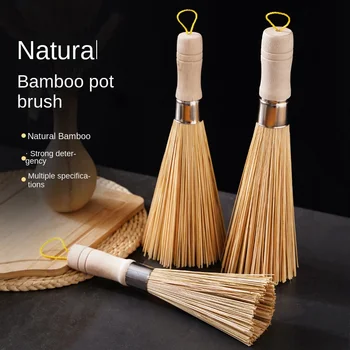 Четка от естествен бамбук за по измиване на кухненски купата Wok почистване на Домакински