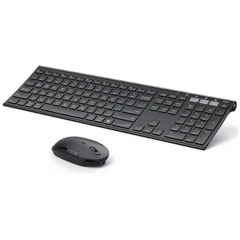 Комбинирана Bluetooth клавиатура и мишка за няколко устройства, Тънки безжични акумулаторни клавиатурата, мишката за Windows, Mac OS и iOS и Android