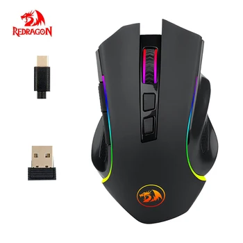 Акумулаторна безжична мишка с тел USB Ергономична геймърска мишка 8 бутони RGB подсветка 4000 dpi за преносим компютър Pro Gamer