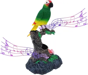 Папагали с електрическо управление, Реалистичен пеене и щебечущий Папагал Играчка-клетка за папагал Със звукова активирането Повтаря онова, което казват.