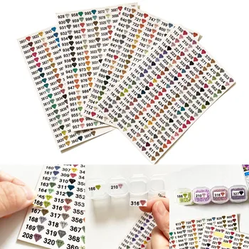 Етикети с цветни стаи, етикети с диамант с форма на точки, 447 етикети за контейнери за съхранение, етикети с диамант с форма на цифри
