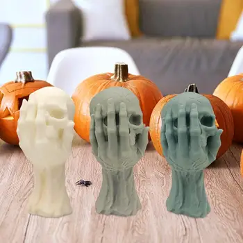 Нова Ръчно силиконова форма за свещи с череп, под формата на черепа на Хелоуин, декорация във формата на Черепа, 3D форми от смола за домашен интериор, определени за художествени занаяти 