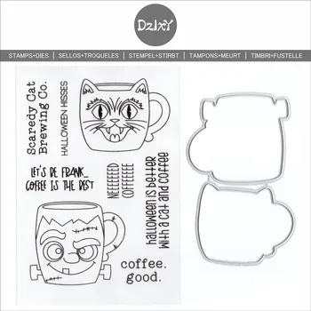 DzIxY Cat Cup прозрачни печати и метални щанци за рязане на картички, набор от прозрачни печати, шаблони за релеф от хартия, занаяти
