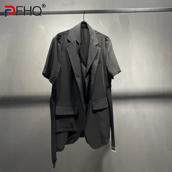PFHQ 2023 Елегантен Висококачествен и Модерен Мъжки Костюм-риза, изкуствена кожа, стилни летни якета от две части, Модни дрехи