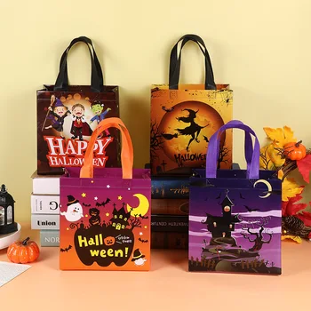 Чанта от нетъкан текстил за Хелоуин, Вълшебна чанта-тоут за вещици, чанта за пазаруване На Фестивала призраци, подарък чанта За трикове или предложения, Честит Хелоуин, Торбичка за бонбони