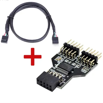 Дънна платка USB 9Pin Интерфейс, Разделител за горен, удължителен кабел, кабел-адаптер, 9-пинов USB концентратор, USB 2.0 за RGB Bluetooth