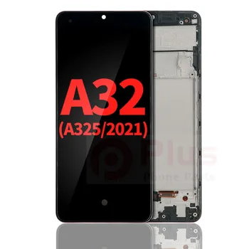 OLED-дисплей в събирането на заместител на рамка за Samsung Galaxy A32 (A325/2021) (Aftermarket Plus) (страхотен черен)