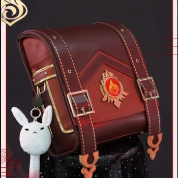 Klee Cosplay Играта Genshin Impact Чанта с Голям Капацитет Раница Ученически чанти от изкуствена кожа Коледни подаръци