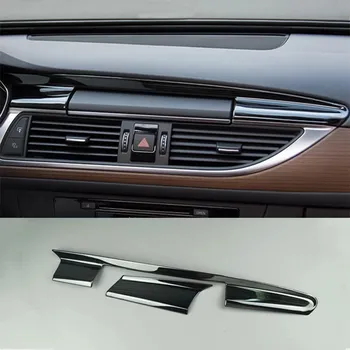 2 бр. Централна конзола на арматурното табло, Навигационна Тампон Режийни апликации за Audi A6 C7 2012-2018 гланц Черно от неръждаема Стомана LHD