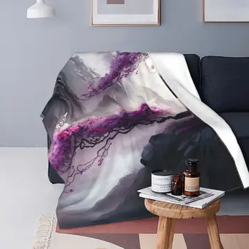 Ультрамягкое одеяло от микрофлиса с японската вишнев цвят, Ретро, Удобна защита от попълване Спални