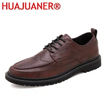 2023 Нова Мъжки Качествена кожена обувки в британския бизнес стил дантела, модни черни мъжки модел обувки от мека кожа, от спилка, мъжки модел обувки