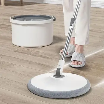 Въже и кофа се Въртят на 360 градуса Въже за мързелив почистване на пода, Без да се ръчно пране Прибиращ се дръжка за почистване на дома