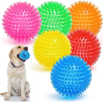 Пищащие Играчки Топки за кучета, Играчки за дъвчене на малки, Средни, Големи и малки Кучета, Агресивни Дъвка, Шпайкове За почистване на Зъбите, 6 цвята