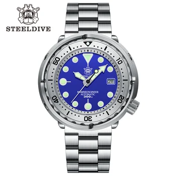 STEELDIVE Официален SD1986 Нов риба Тон модерен часовник за гмуркане Bezel от неръждаема стомана 300 м Водоустойчива луксозни механични ръчни часовници