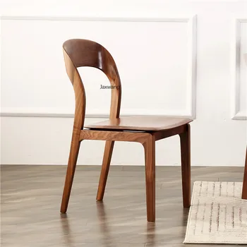 Скандинавските трапезни Столове, Мебели за дома, стол от масивно дърво, маса за хранене, стол за кухня, модерен Дизайнерски стол с облегалка черен орех