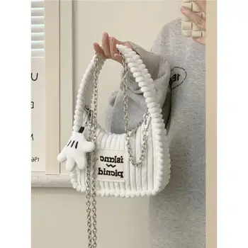 Модерен дамски вельветовая чанта-месинджър, чанта с надпис 