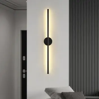 Модерен led дълъг стенен лампа в скандинавски минималистичном стил, черен, с монтиран на стената лампа за дневна, Спални, аксесоари за дома, стълбище, коридор, монтиран на стената лампа