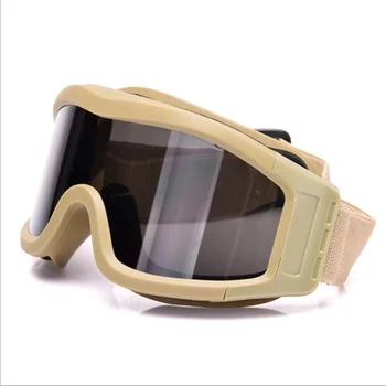 Ветроупорен очила за защита от пясъка в пустинята, които предпазват от ултравиолетовите, За конна езда, пешеходен туризъм, каране на ски, Тактически Очила за стрелба с пейнтбол с обектив от 3 теми