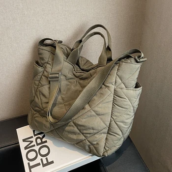 Чанти-тоут голям капацитет за жени, чанта през рамо, модерен Обемни памучни торбички за пазаруване, сладък дамски чанти-тоут 2023, Новост