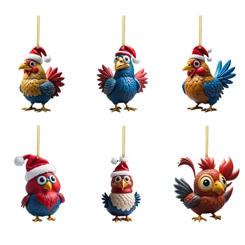 Сладък Cartoony Пиле, Кола, Подвесное Украса за дома Елхи, Украса за Коледната Елха, Украса За дома, Жива Венец, Коледна украса