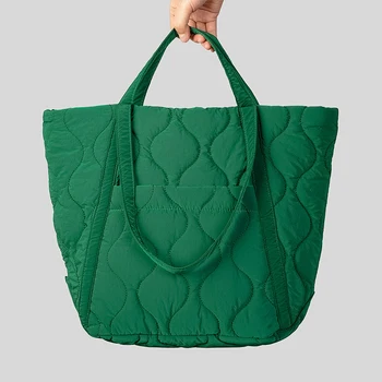 Чанта-тоут от найлон шевни конци за жени, луксозни дизайнерски чанти и портфейли, на новост 2023 г., модни чанти през рамо с диамант решетките