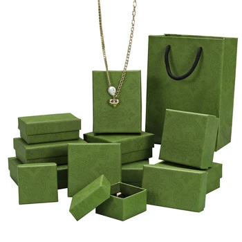 Нови зелени кутии за опаковане на бижута Подарък кутия от крафт-хартия за Гривни, Обеци, Пръстени, Поздравителна картичка, Колие, гривна, опаковъчна хартия